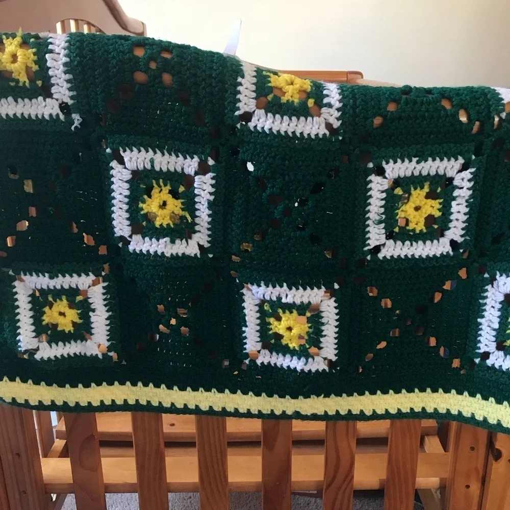 Rare Vintage 1970’s Handmade Crochet Blanket